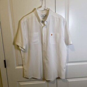 Mens Southern Tide Clemson Tigers button down performance short sleeved XL white
